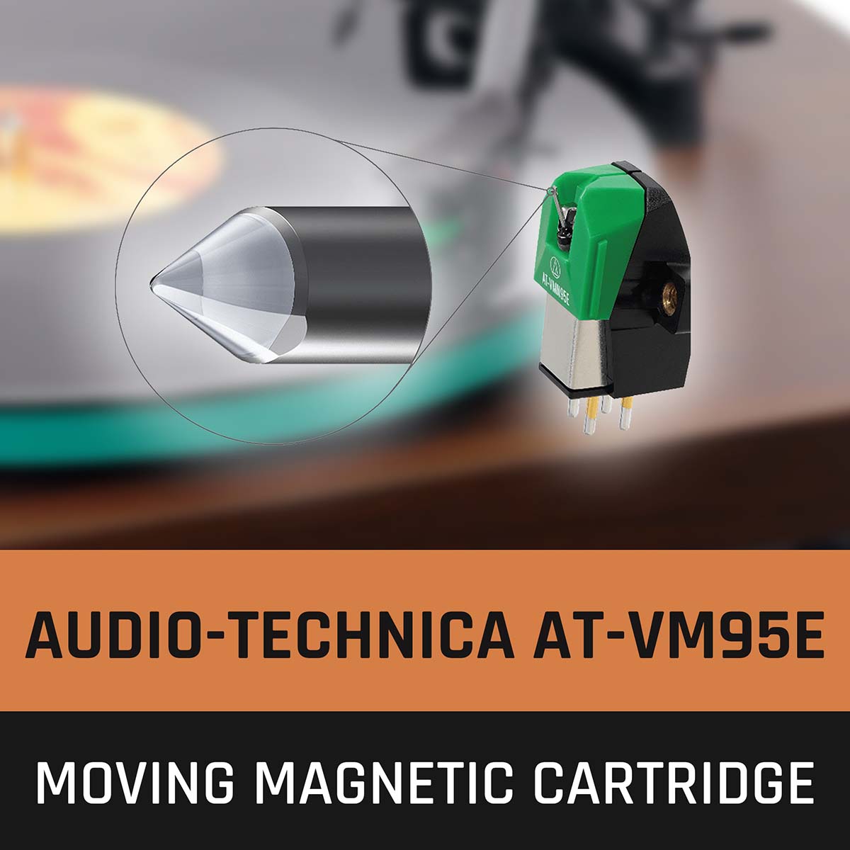 Lenco LBT-225 Bluetooth Turntable w/ Glass Platter and AT-VM95E Cartridge